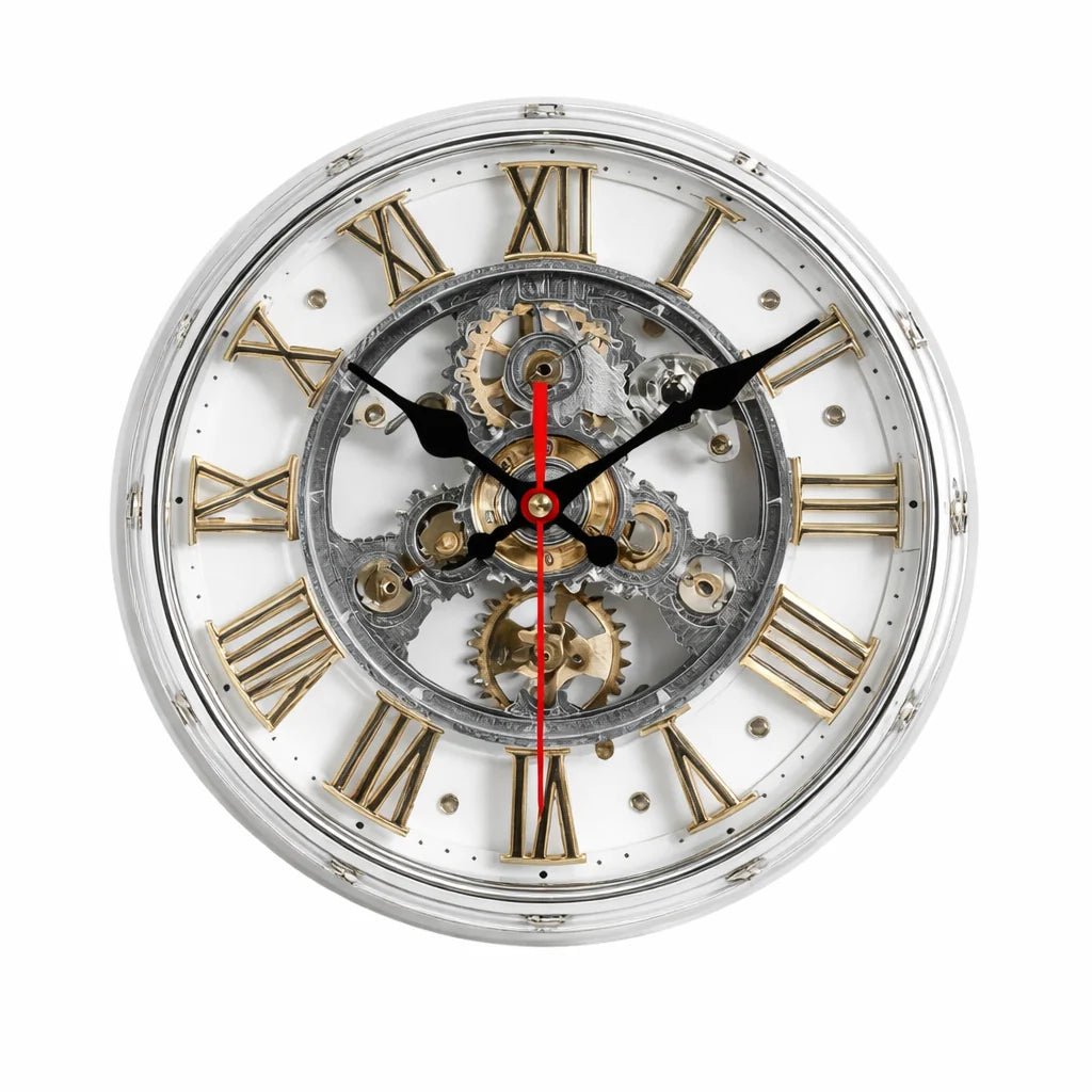 Wall Clock Vintage Gear Roman Numerals
