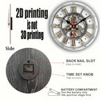 Wall Clock Vintage Gear Roman Numerals