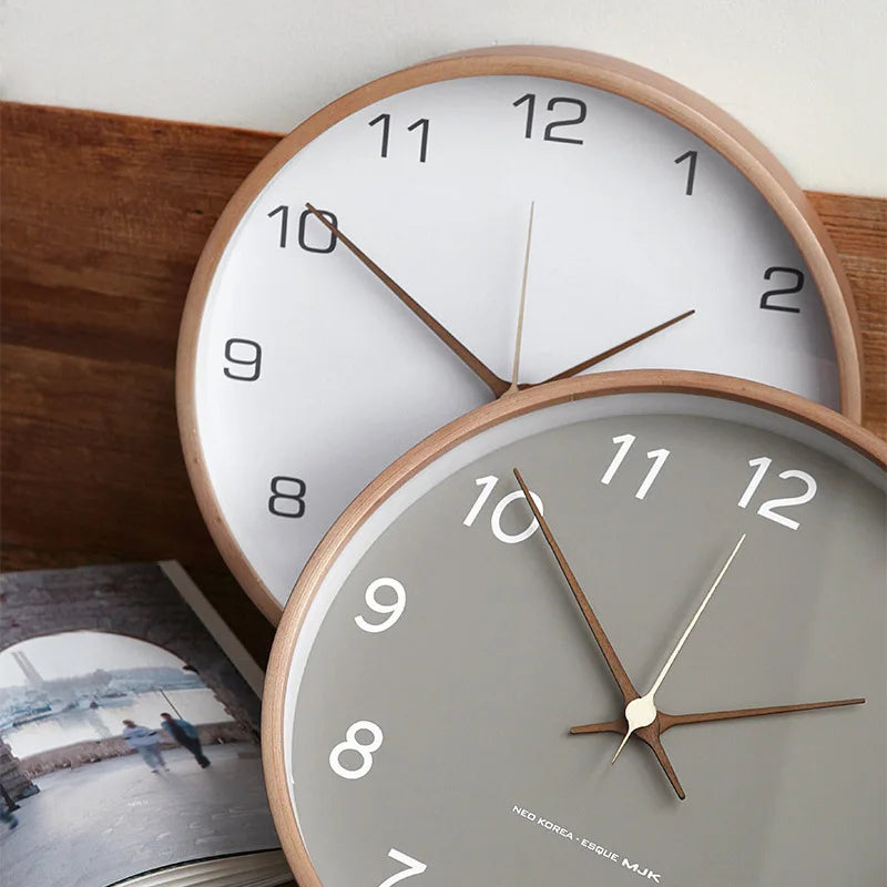 Wall Clock Wood & Glass Scandinavian Design
