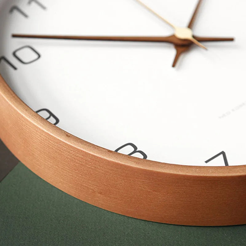 Wall Clock Wood & Glass Scandinavian Design