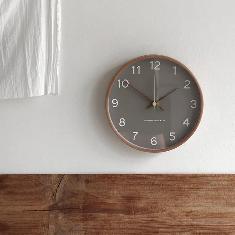 Wall Clock Wood & Glass Scandinavian Design