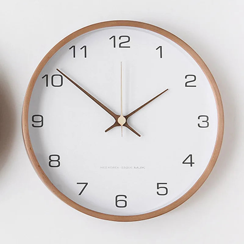 Wall Clock Wood & Glass Scandinavian Design