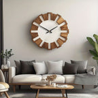 Wall Clock Wood-Look Silent Movement Battery-Operated