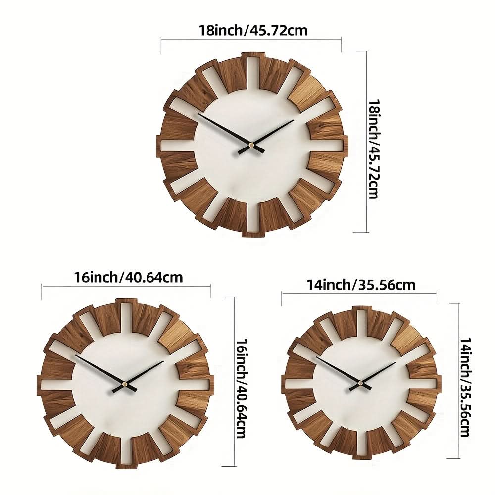 Wall Clock Wood-Look Silent Movement Battery-Operated