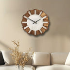 Wall Clock Wood-Look Silent Movement Battery-Operated