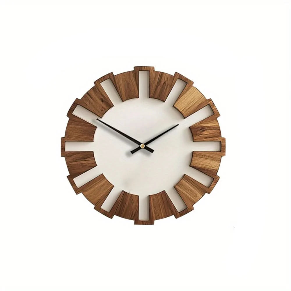 Wall Clock Wood-Look Silent Movement Battery-Operated