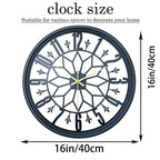 Wall Clock Wrought Iron Modern Minimalist 15.75-Inch Round
