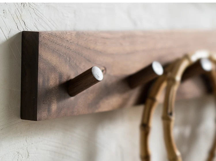 Wall Coat Rack Solid Wood Round Hooks 4-6 Hooks