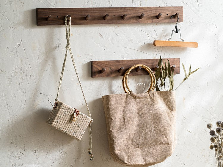Wall Coat Rack Solid Wood Round Hooks 4-6 Hooks