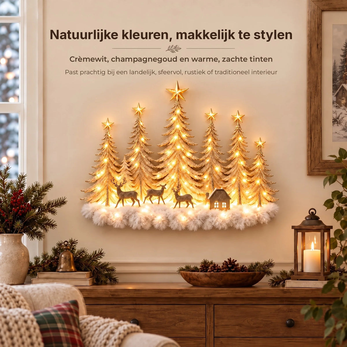 Wall Decor Layered 3D Winter Scene Warm LED Lights