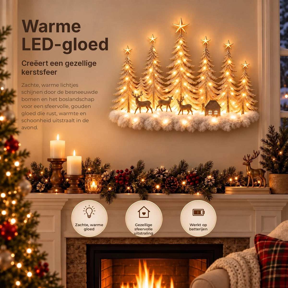Wall Decor Layered 3D Winter Scene Warm LED Lights