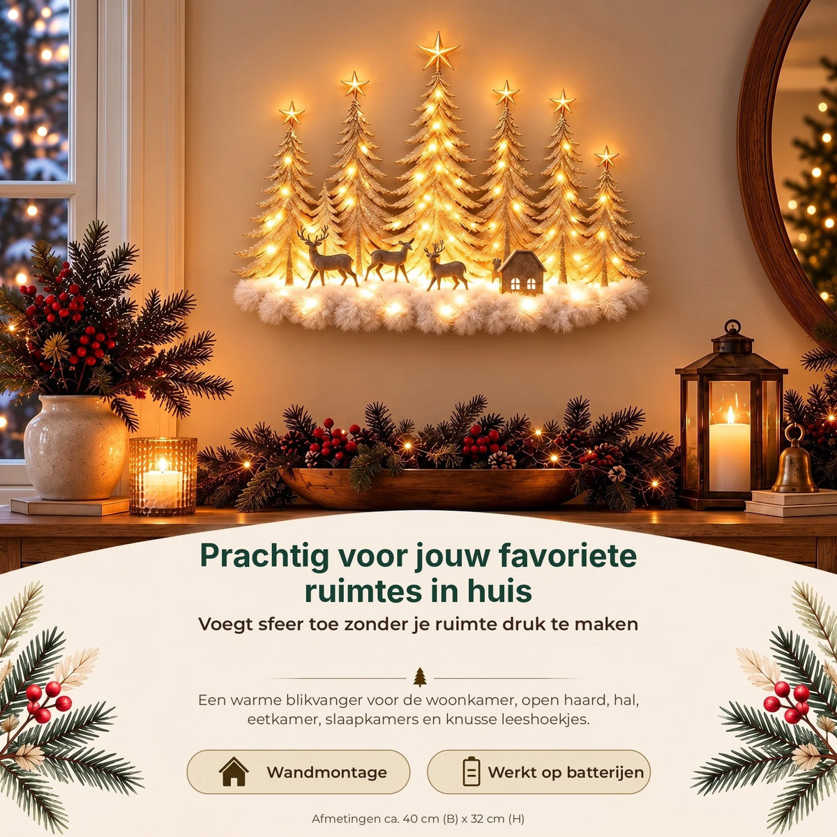Wall Decor Layered 3D Winter Scene Warm LED Lights