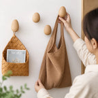 Wall Hook Pebble-Shaped Solid Wood Adhesive Mount