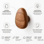 Wall Hook Pebble-Shaped Solid Wood Adhesive Mount