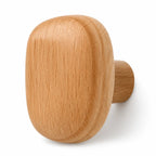Wall Hook Pebble-Shaped Solid Wood Adhesive Mount