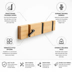 Wall Hook Rack Bamboo Foldable Flip Hooks
