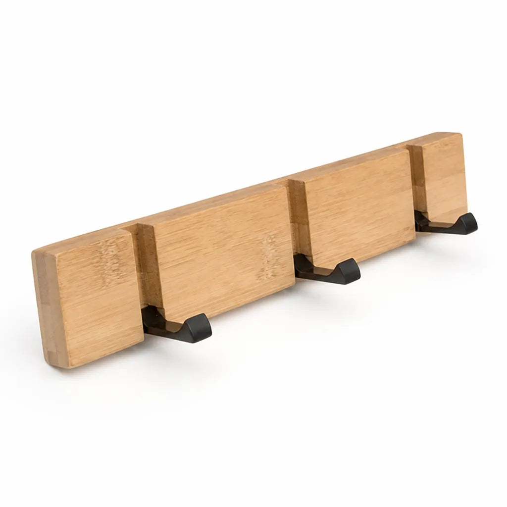 Wall Hook Rack Bamboo Foldable Flip Hooks