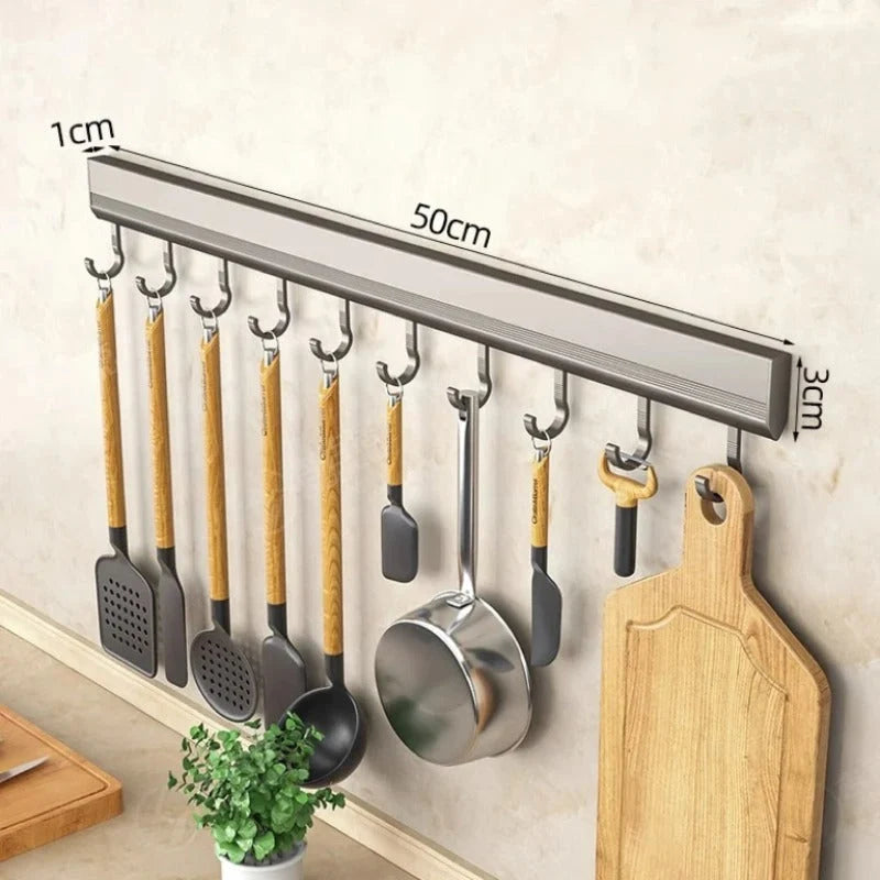 Wall Hook Rail Adhesive No-Drill Sliding Hooks