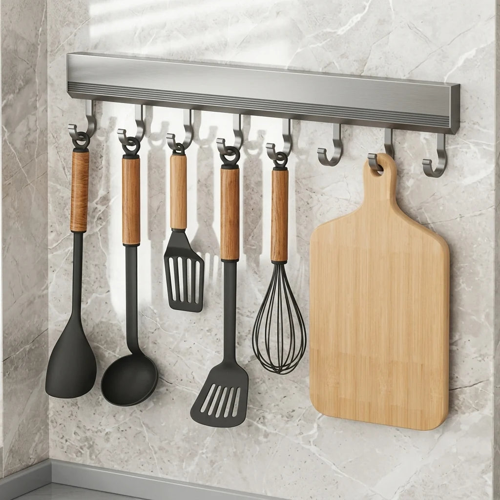Wall Hook Rail Adhesive No-Drill Sliding Hooks