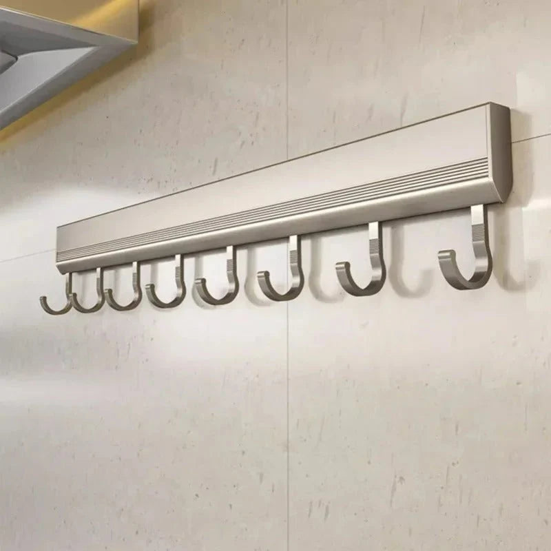 Wall Hook Rail Adhesive No-Drill Sliding Hooks
