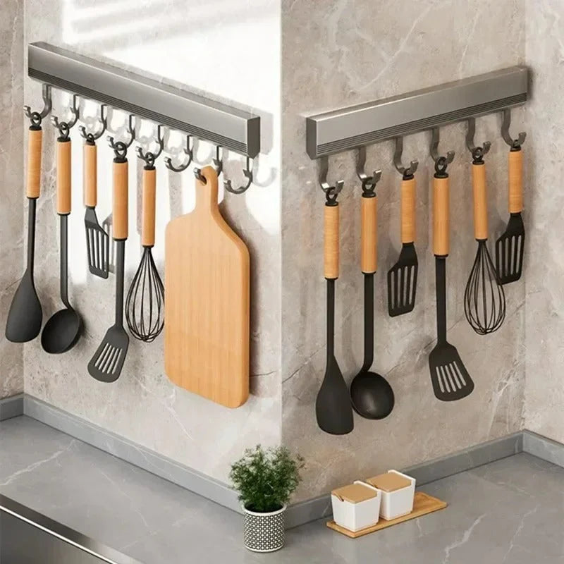Wall Hook Rail Adhesive No-Drill Sliding Hooks