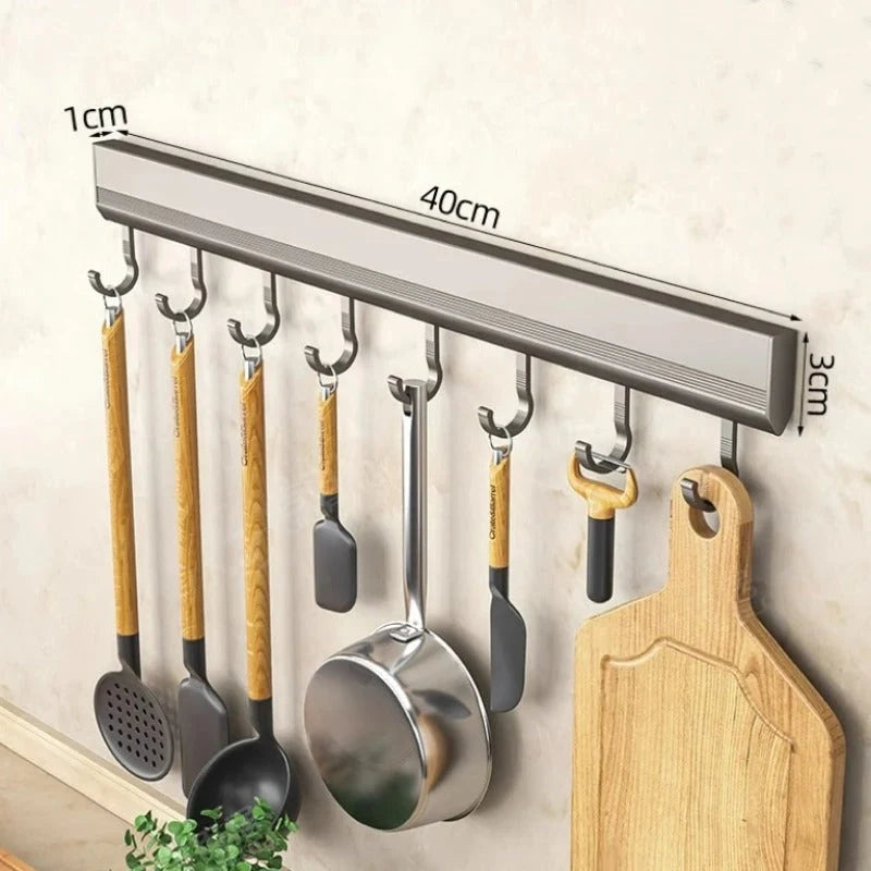 Wall Hook Rail Adhesive No-Drill Sliding Hooks