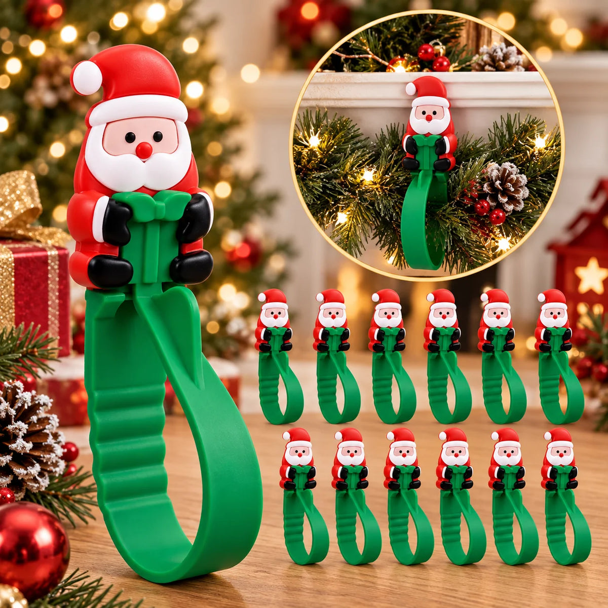 Wall Hooks Silicone Santa Adhesive Set of 12