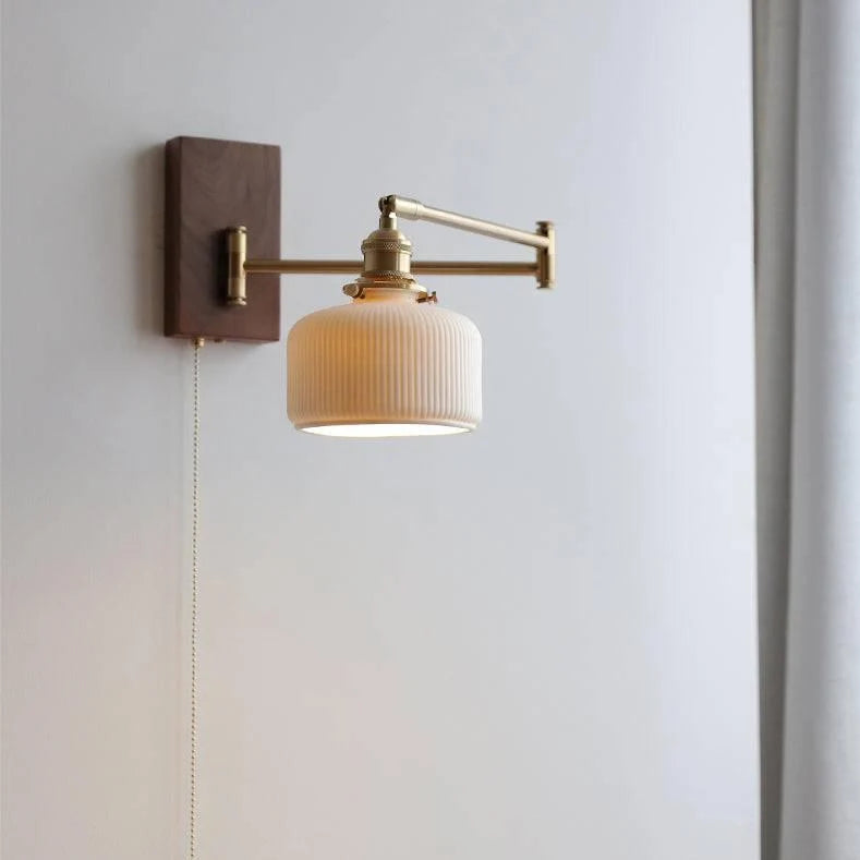 Wall Lamp Adjustable Swivel Arm Ceramic Shade
