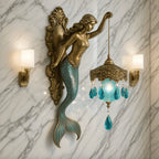 Wall Lamp Handcrafted Mermaid Metal Crystal Pendants