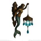 Wall Lamp Handcrafted Mermaid Metal Crystal Pendants