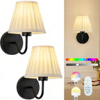 Wall Lamp Set of 2 Fabric Shade Adjustable Lighting