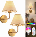 Wall Lamp Set of 2 Fabric Shade Adjustable Lighting