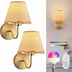 Wall Lamp Set of 2 Fabric Shade Adjustable Lighting