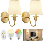 Wall Lamp Set of 2 Fabric Shade Adjustable Lighting