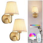Wall Lamp Set of 2 Fabric Shade Adjustable Lighting