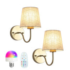 Wall Lamp Set of 2 Fabric Shade Adjustable Lighting
