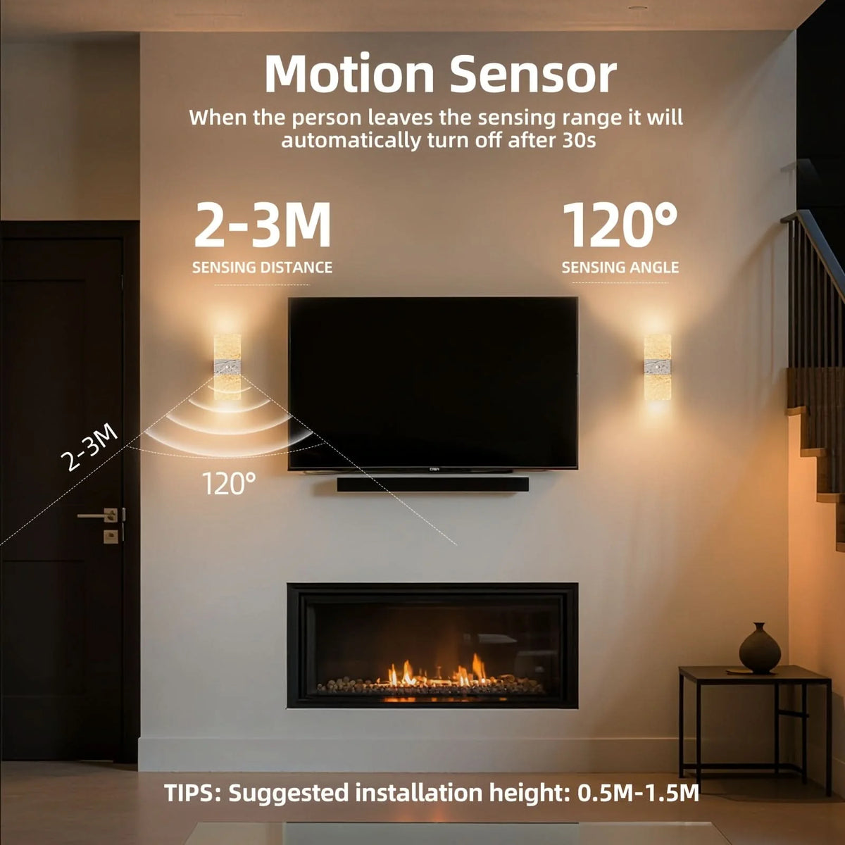Wall Light Motion Sensor LED Rechargeable Cordless Design