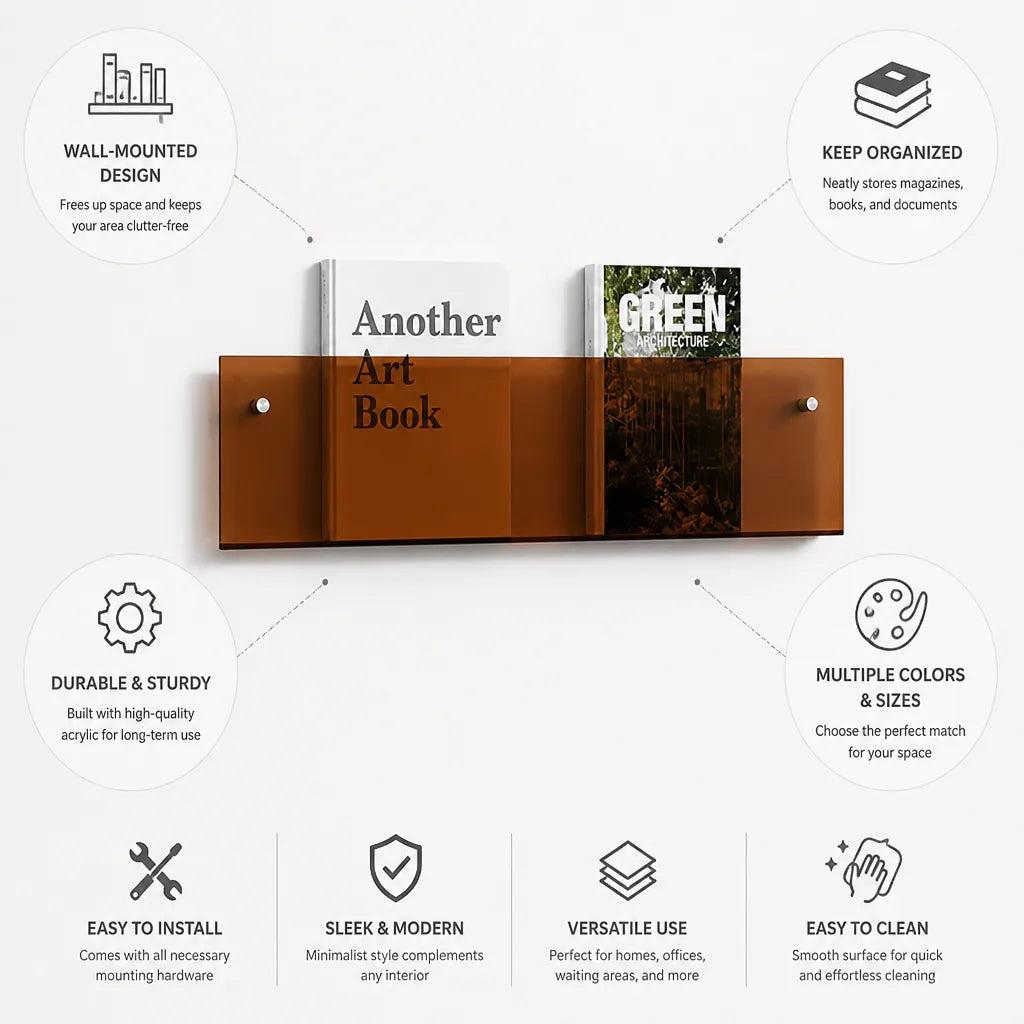 Wall Magazine Holder Minimalist Space-Saving 30-60cm
