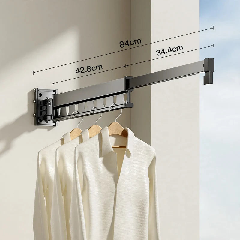 Wall-Mounted Clothes Drying Rack Foldable Aluminum Space-Saving