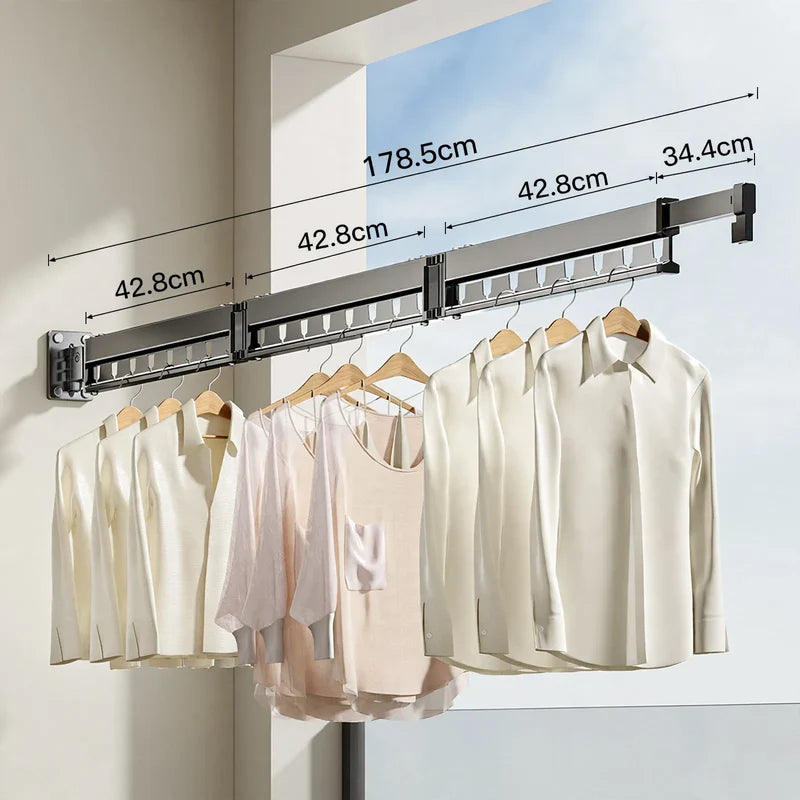 Wall-Mounted Clothes Drying Rack Foldable Aluminum Space-Saving