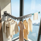 Wall-Mounted Clothes Drying Rod Aluminum Foldable Space-Saving
