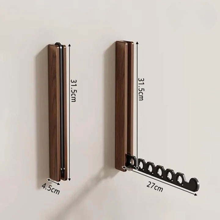 Wall-Mounted Coat Rack Foldable Wooden Mounting Kit Included