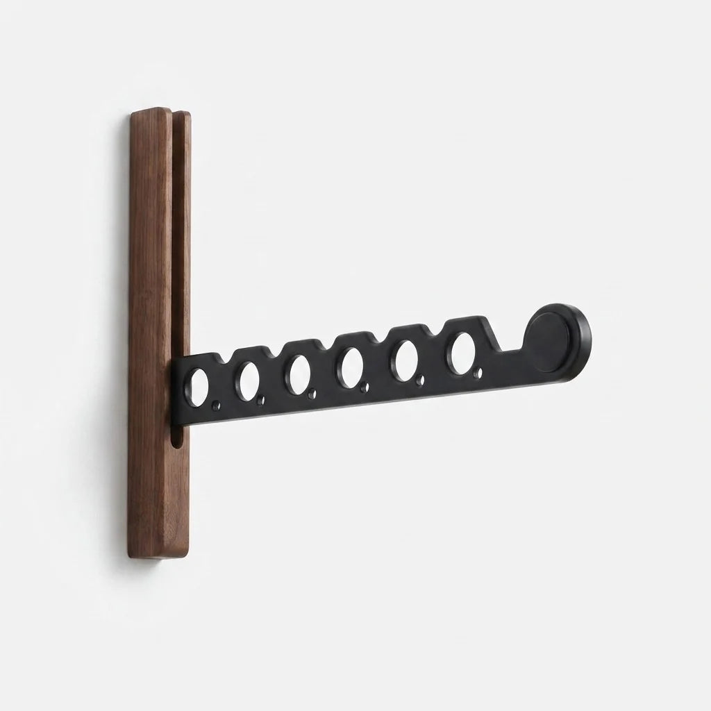 Wall-Mounted Coat Rack Foldable Wooden Mounting Kit Included