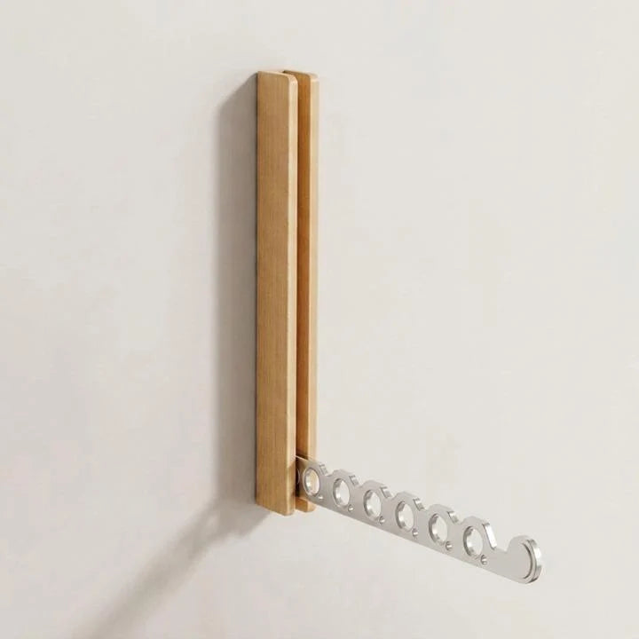 Wall-Mounted Coat Rack Foldable Wooden Mounting Kit Included