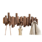 Wall-Mounted Coat Rack Wooden Foldable Hooks Space-Saving Storage