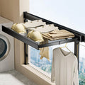 Wall-Mounted Drying Rack Foldable Clothes Rail & Hooks