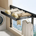 Wall-Mounted Drying Rack Foldable Clothes Rail & Hooks
