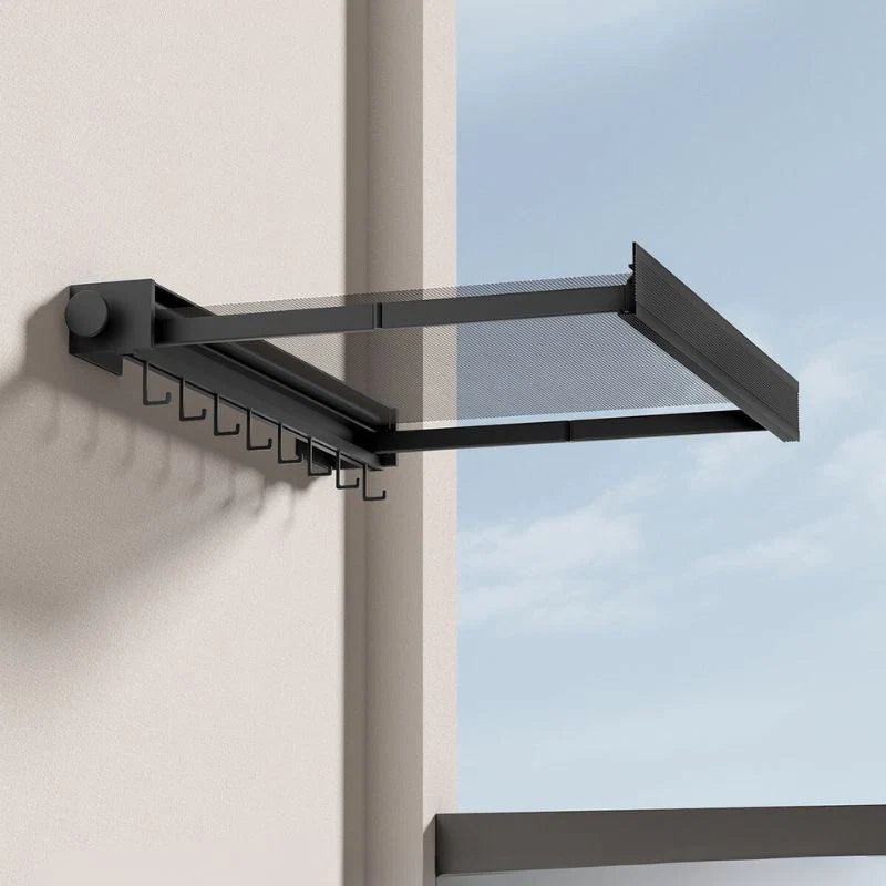 Wall-Mounted Drying Rack Foldable Clothes Rail & Hooks