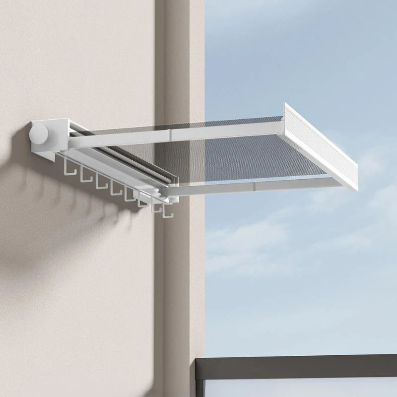 Wall-Mounted Drying Rack Foldable Clothes Rail & Hooks