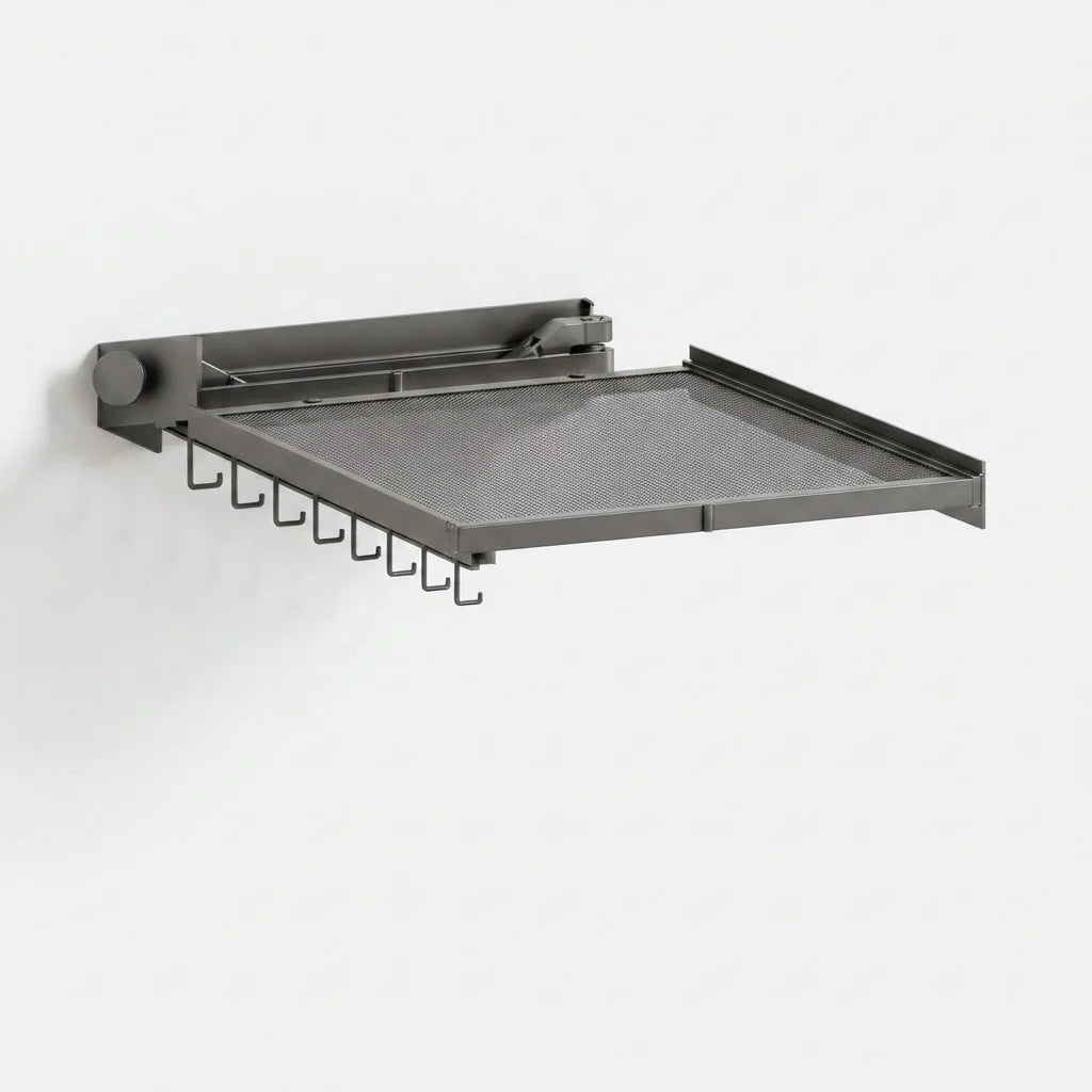 Wall-Mounted Drying Rack Foldable Clothes Rail & Hooks